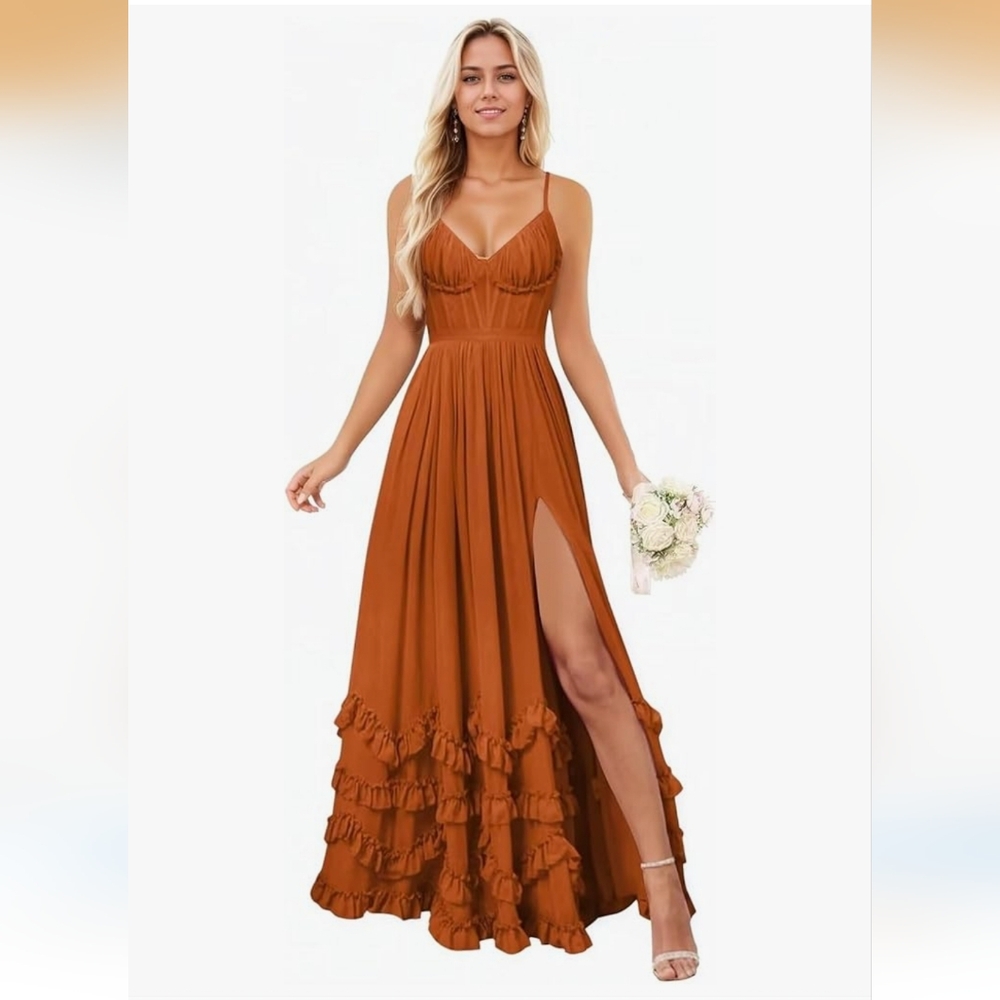 Elegant Rust Maxi Dress